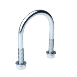 M8 U-bracket with nuts and washers, U-shape threaded bracket for 48.3 mm (1 1/2 inch) pipe diameter, galvanised round steel shackle, eye bracket with hex nuts and washers (3 pieces)