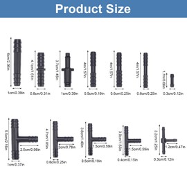 CAINCAY 113 Piece Hose Connector Assortment Black T Piece Connector Hose Connector Set, Irrigation Connection Kit T Connector Hose Connector Set for Garden Hoses
