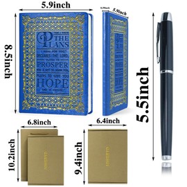 Dark Blue A5 Christian Gifts Lined Leather Journal Notebook,For I Know The Plans Jeremiah 29:11 Hardcover Executive Notebooks for Men Women,200 Pages 100 Gsm Thick Ruled Paper With Pen,Bible Verse Gifts for Friends Son Daughter (For I Know Dark Blue)