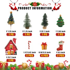 25 piezas de decoración para tartas de Navidad con decoración de Navidad para cupcakes, con árbol de Navidad, mini Papá Noel, reno, muñeco de nieve y adornos en miniatura de Navidad