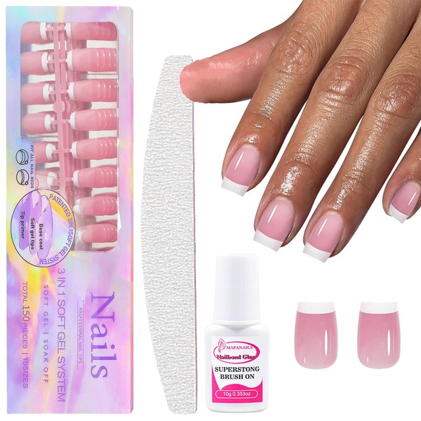 French Tip False Nails Kit - 150Pcs French Tip Press