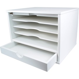 Victor Pure White Desktop Organizer, 10.9" x 12.8" x 10.6"