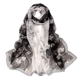 BLURBE Chiffon Scarf Women - Ladies Scarves Lightweight Floral Print Chiffon Scarfs Shawls and Wraps for Womens Spring Autumn