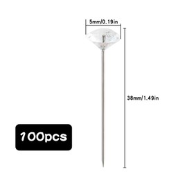 Rumyve 100 Pieces Clear Diamond Head Straight Pins with Storage Box - Perfect Choice for Sewing, DIY Crafts, Wedding Decorations, and Bouquets