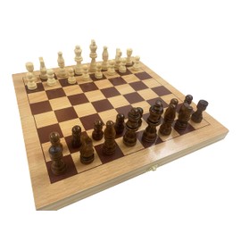 CLASSIC WOODEN FOLDING CHESS BOARD AND PIECES - IDEAL BEGINNERS BOARD