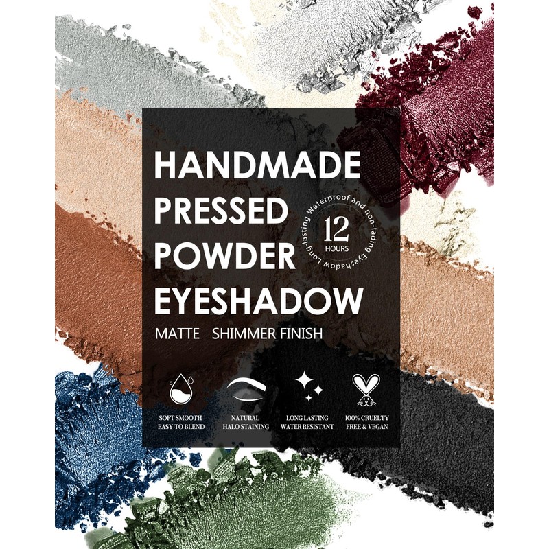 HOOMUSS Single Berry Eyeshadow Shimmer, Handmade Pressed Eyeshadow Palette Long