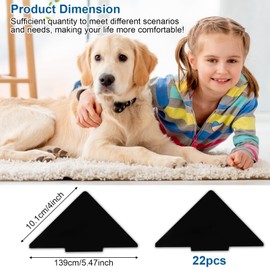 Pack of 22 Carpet Non-Slip Underlay, Black Non-Slip Mat for Carpet, Washable and Reusable Carpet Non-Slip Underlay, Triangular Non-Slip Pads for Hardwood Floors, Carpets and Mats