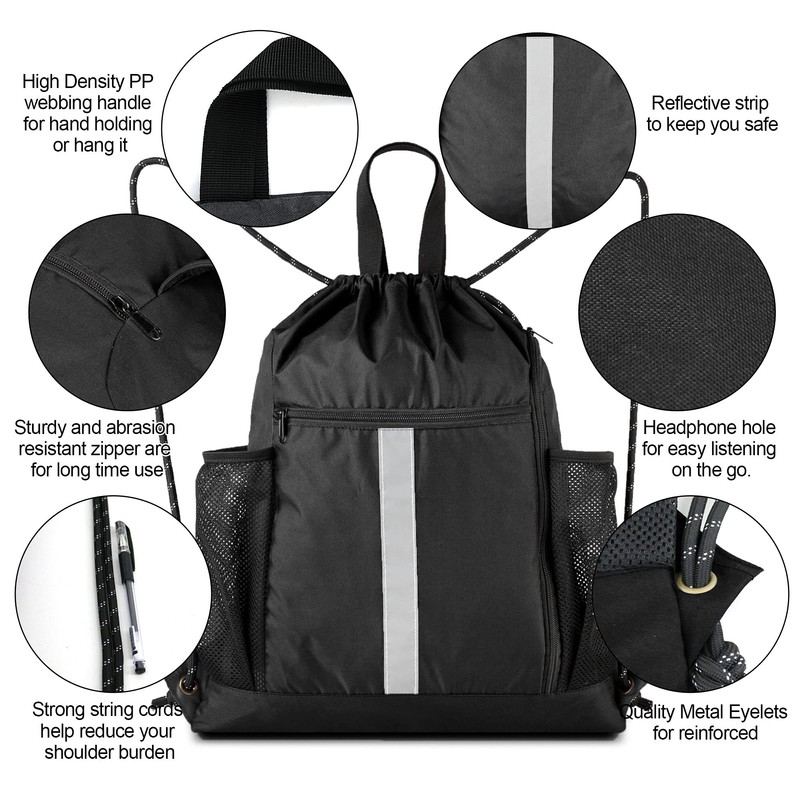 BeeGreen Drawstring Backpack – Gym & Sports Bag with Shoe