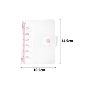 Clear Binder Cover A7 6 Holes PVC M6 Notebook Shell Folder Seal Pad Mini Personal Organizer Cover Notebook Transparent Waterproof Protective Metal Ring Refillable Snap Button Closure Cute (Pink, A7)