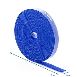 deleyCON 5 m Velcro Cable Ties Velcro Tape Roll 10 mm Wide Cable Management Cable Organiser Velcro Cable Tie Velcro Can Be Cut to Size Blue