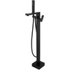 FAHKNS Matte Black Freestanding Bathtub Faucet Bathtub Filler Floor Standing