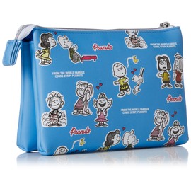 Snoopy 0308 Women's Cosmetic Pouch Travel Pouch Synthetic Leather PU Leather Face Charlie Brown (SPZ-2816), Blue (SPZ-2816)