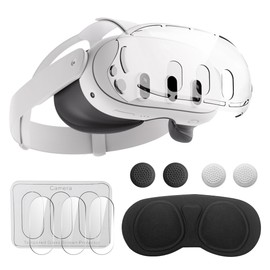 ECZOIL VR Accessories for Quest 3 VR Protection Kit for Quest 3 Headset Accessories with VR Case Cover, Hard Film, Controller Grips, Lens Caps