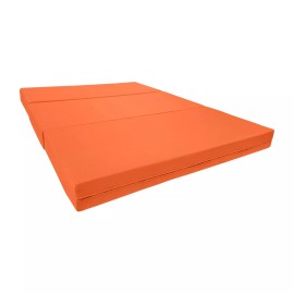 Danfuton Queen Orange Trifold Foam Bed, Shikibuton, Portable Ottoman Bed 4 x 60x 80