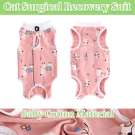 GOZINA 2 Pack Cat Recovery Suit,Baby Cotton Cat Surgery Recovery Suit Breathable Cat Surgical Recovery Suit Antiflexing Cat Onesie Post Surgery Kitten Clothes (M, Alpaca)