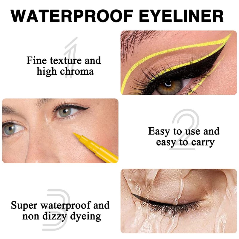 Matte Eyeliner Set, 13 Pieces, 12 Colours, Eyeliner Make-Up Set,
