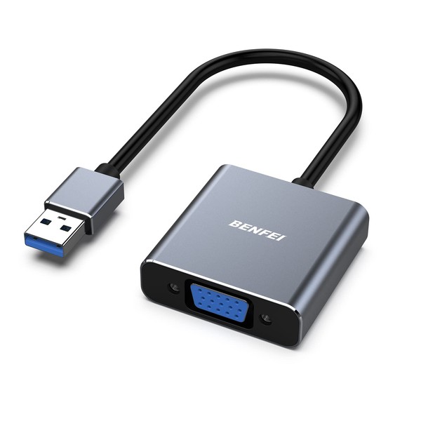 BENFEI USB 3.0 to VGA Adapter, USB 3.0 to VGA Male to Female Adapter for Windows 11, Windows 10, Windows 8.1, Windows 8, Windows 7 (Not Compatible with Mac)