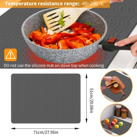 Food Grade Stove Top Covers for Electric Stove & Ceramic, Silica Stove Top Protector, Thick Induction Foldable Stove Cover, Glass Cooktop Covers, Heat Resistant Range Dish Drying Mat (Grey)