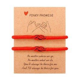 Red String of Fate Couple Bracelet Matching Protection Long Distance Good Luck Bangle Bracelet for Him Her Relationships Valentines Day Gifts Adjustable Strand Bracelets for Boyfriend Girlfriend-red