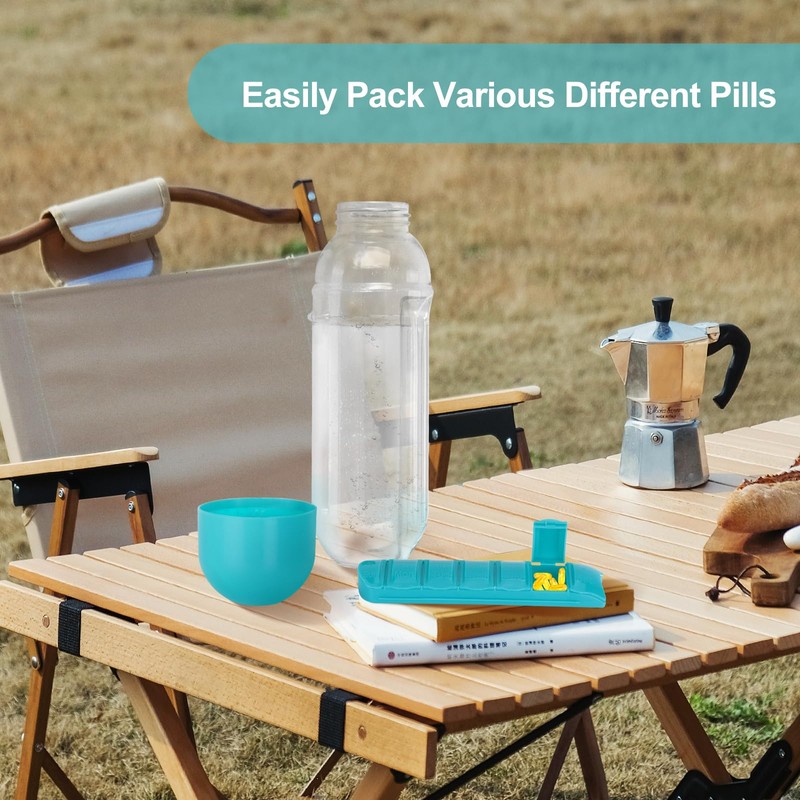 Cookawa Portable Pill Box Water Cup,2 in 1 Water Bottle