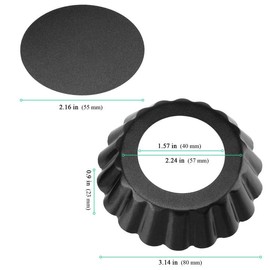 SENJEOK 18 PCS 3 Inch Egg Tart Pan with Removable Bottom, Black Mini Tart Tins for Baking Cooking