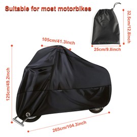 Motorcycle Tarpaulin, Moped Cover, Motorcycle Cover, Waterproof, Motorcycle Tarpaulin, Outdoor Tarpaulin, Winterproof Motorcycle Garage, Scooter Tarpaulin, 265 x 105 x 125 cm