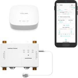 YoLink LeakStop 2 Washing Machine Leak Detector with Auto Shut-Off, Hot & Cold Water Valves, Flow Monitoring, 2 AA Battery Powered, LoRa Smart System, Hub Included