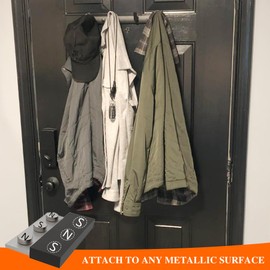 MUTUACTOR Magnetic Hooks,Magnetic Mounting Heavy Duty Magnet Coat Hooks for Hanging,Anti-Slip Strong Magnetic Coat Rack Magnet Hanger for Jackets Keys Hats Fridge Metal Surface(13inches,Black)