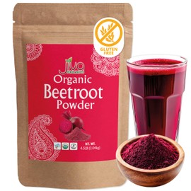 Jiva Organics Organic Beet Root Powder 4.5 Pounds - 10% Extra, Cold Pressed, Non-GMO, Gluten Free, Water Soluble, Great for Smoothies Highly Concentrated Raw Beet Supplement, Nitric Oxide Supplement