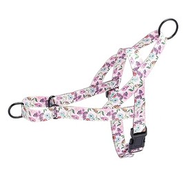 Pimaodog No Pull Dog Harness for Easy Walk, Floral Pattern Female Safety Nylon Training Collar for Small, Medium, and Large Dogs (M, Hornflower)