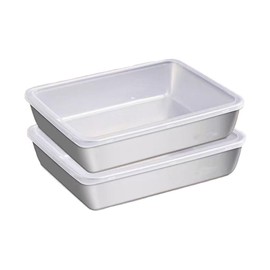 Doveja Deep-Type Lidded Square Bat 2pcs Bat Set (2 Bats/2 Lids) Lidded Stainless Steel Stainless Steel Storage Container