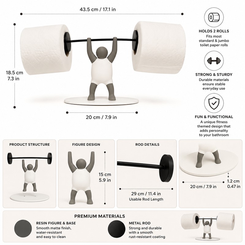 Funny Weightlifting Toilet Paper Holder for Bathroom Decor – Fitness-Themed