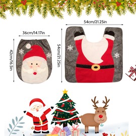 Christmas Toilet Seat Cover Christmas Decorations Toilet Seat Cover Christmas Rug Set Santa Snowman Elk Toilet Mat Set Toilet Seat Cover for Bathroom (Red)