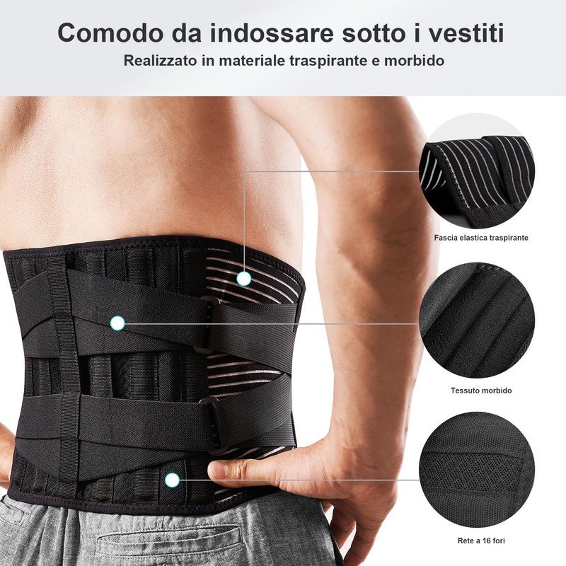 FREETOO Fascia Lombare Posturale, Regolazione della Fascia Schiena per Uomini