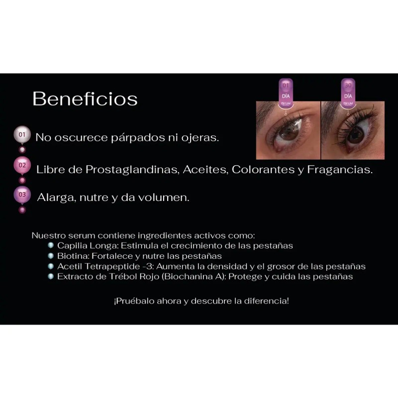 Suero Serum Crecimiento De Pestañas Y Cejas Más Volumen Beum