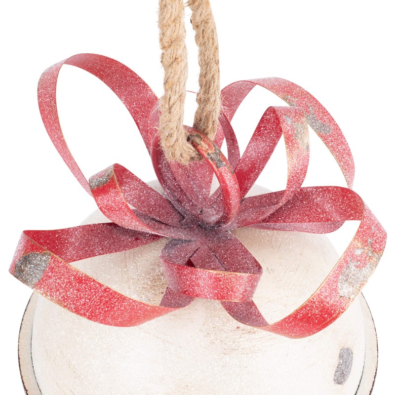 RAZ Imports Yuletide Gathering 11" White Glittered Jingle Bell with