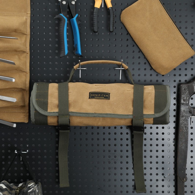 Wrench Tool Roll, Heavy Duty Waxed Canvas Multi-purpose Tool Pouch