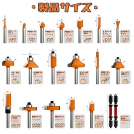 Kuzuru 0.2 inch (6 mm) Shaft Set of 20 Pieces Trimmer Bit Set, Router Bit, Trimmer Bit, Carbide Professional Router Shaft, Wood Cutting Tool, Storage Case Included