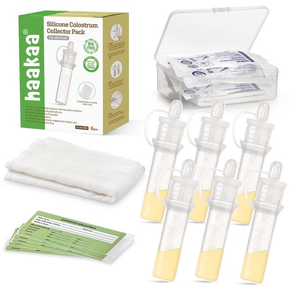 haakaa Colostrum Collector Kit Breast Milk Collector with Cotton Cloth