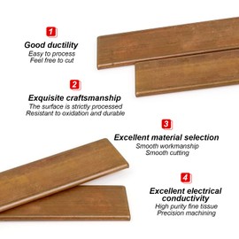 Flat Copper Rails, GEBAUM 105 x 20 x 3 mm Copper Sheets, Copper Strips with Good Electrical Conductivity, Easy to Use, Suitable for Power Rails, Switchgear