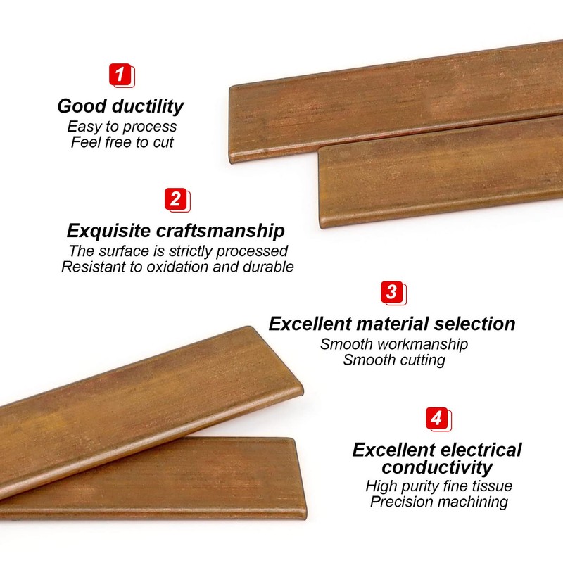 Flat Copper Rails, GEBAUM 105 x 20 x 3 mm