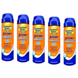 Banana Boat Sport CoolZone Continuous Spray, SPF 30 1.8 oz (53 g) (Pack of 5)