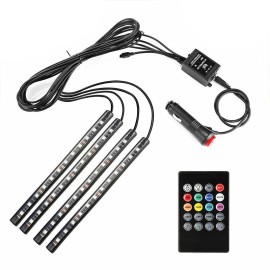 SHENKENUO RGB 48 LED Light Strip Interior Atmosphere Neon Lamp Remote Control For Cars 12V
