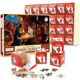 Advent Calendar 2024 Nativity Jigsaw Puzzle - 1008 Pieces Puzzle 24 Days Christmas Countdown Calendar, Christmas Gifts for Adults and Kids, Home Decoration 27.6in x 19.7in