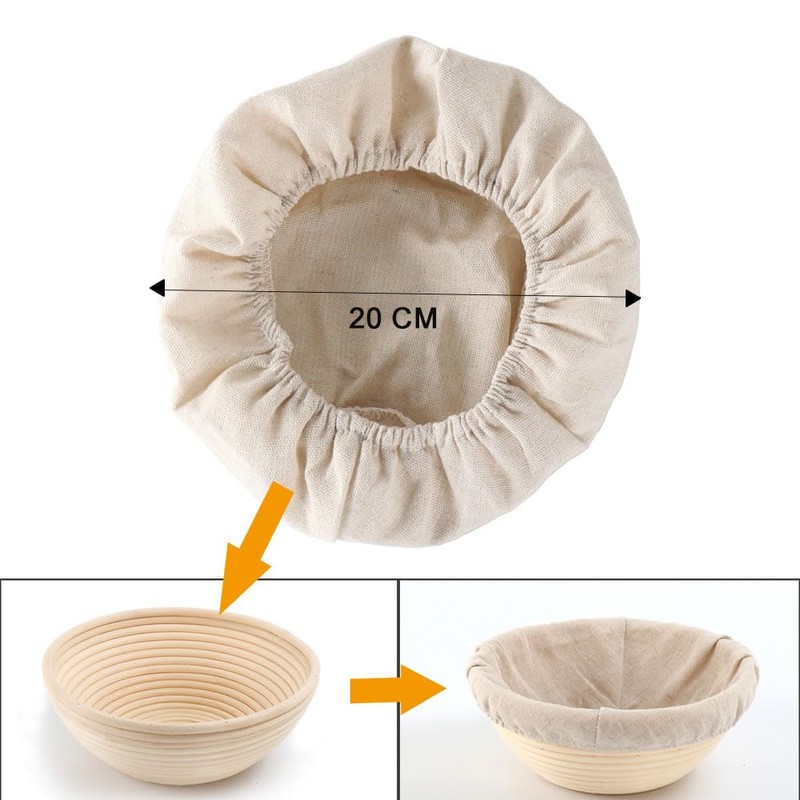 LATRAT Set of 4 Round Linen Insert Bread Proofing Basket