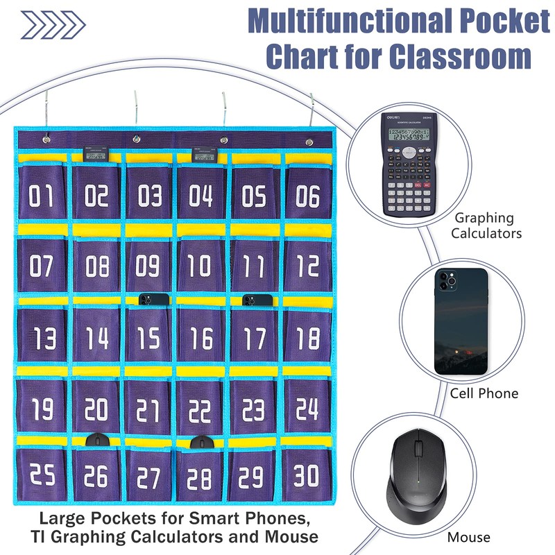 Loghot Classroom Accessories Closet Pocket Chart for Cell Phones Holder
