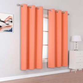 DUALIFE Light Peach Coral Colored Curtains 63 Inches Long 2 Panels Set Thermal Insulated Grommet Room Darkening Curtain Panels for Girls Bedroom 42 W x 63 L Inch Orange Coral