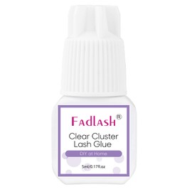 Cluster Lash Glue Clear Individual Lash Glue 7-15 Days Retention 2-3s Dry Time Lash Extension Glue Clear Eyelash Glue Waterproof DIY Lash Extension Glue Self Application Sensitive 5ml