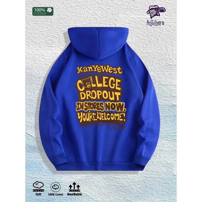 Kanye West "College Dropout" Graphic Hoodie 100% Cotton US Warehouse