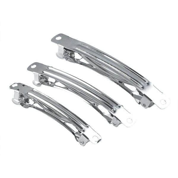 MAHAVIMOKSA 50pcs 70mm/2.75" Silver Tone Metal French Style Barrette Hair